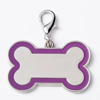 2-pack kovinskih ID obesek z barvnim kostnim robom, graviran Purple