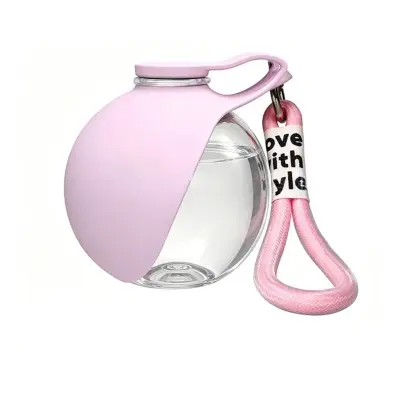 Prenosna okrogla skodelica za vodo za pse in mačke, brez puščanja Pink