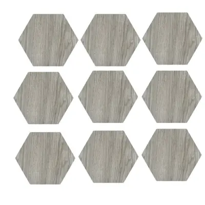 Samolepilne heksagonalne PVC ploščice 20 kos lesne 11.7x20.2cm siva
