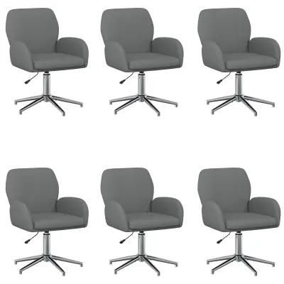 vidaXL Vrteči pisarniški stoli 6 kos 54 x 58 x 90 cm Temno siva Blago