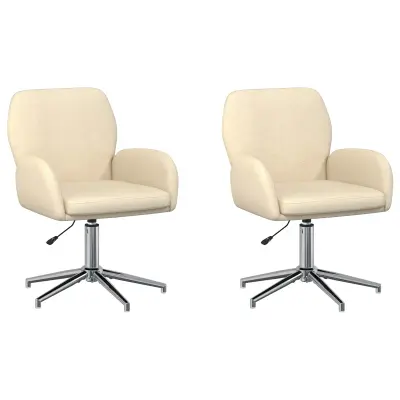 vidaXL Vrteči pisarniški stoli 2 kos 54 x 58 x 90 cm Krem Blago