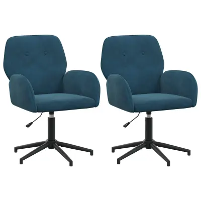 vidaXL Vrteči pisarniški stoli 2 kos 54 x 55 x 90 cm Modra Žamet
