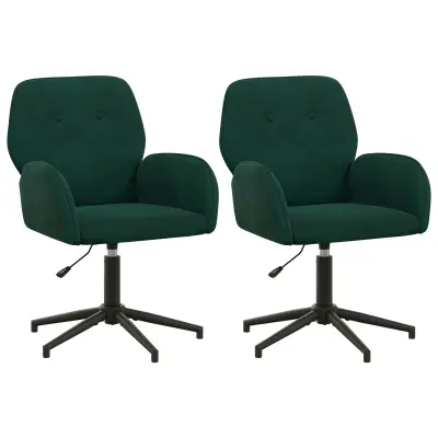 vidaXL Vrteči pisarniški stoli 2 kos 54 x 55 x 90 cm Temno zelena