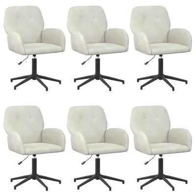 vidaXL Vrteči pisarniški stoli 6 kos 54 x 55 x 90 cm Krem Žamet