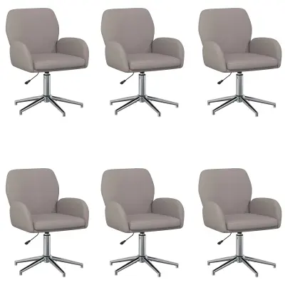 vidaXL Vrteči pisarniški stoli 6 kos 54 x 58 x 90 cm Taupe Blago