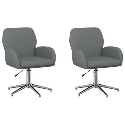 vidaXL Vrteči pisarniški stoli 2 kos 54 x 58 x 90 cm Temno siva Blago