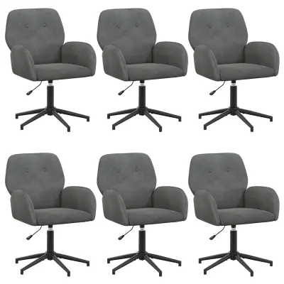 vidaXL Vrteči pisarniški stoli 6 kos 54 x 55 x 90 cm Temno siva Žamet