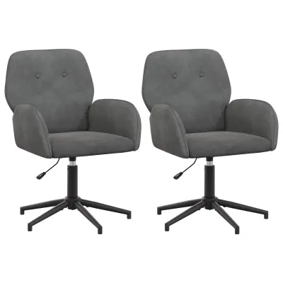 vidaXL Vrteči pisarniški stoli 2 kos 54 x 55 x 90 cm Temno siva Žamet