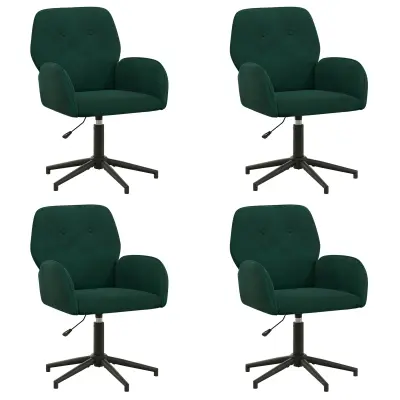 vidaXL Vrteči pisarniški stoli 4 kos 54 x 55 x 90 cm Temno zelena