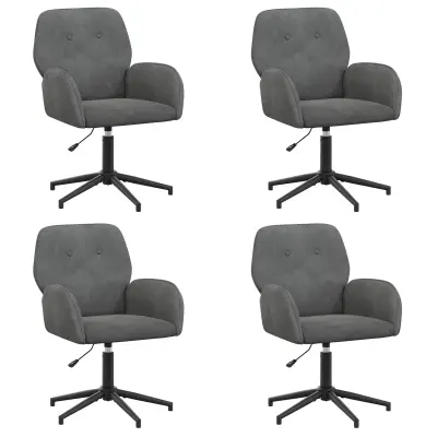 vidaXL Vrteči pisarniški stoli 4 kos 54 x 55 x 90 cm Temno siva Žamet