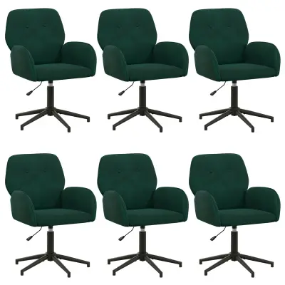 vidaXL Vrteči pisarniški stoli 6 kos 54 x 55 x 90 cm Temno zelena