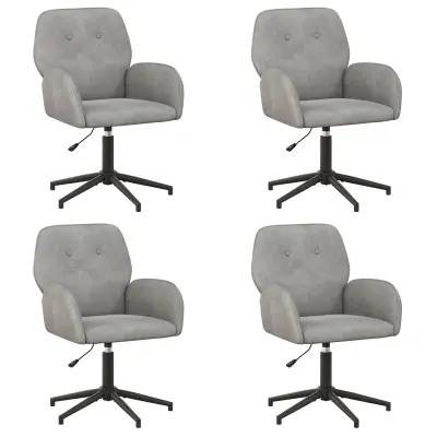 vidaXL Vrteči pisarniški stoli 4 kos 54 x 55 x 90 cm Svetlo siva Žamet