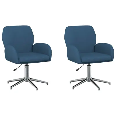 vidaXL Vrteči pisarniški stoli 2 kos 54 x 58 x 90 cm Modra Blago