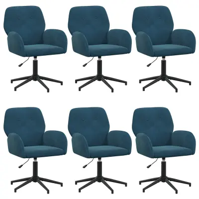 vidaXL Vrteči pisarniški stoli 6 kos 54 x 55 x 90 cm Modra Žamet