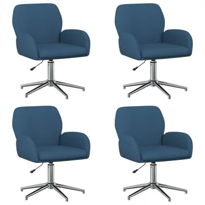 vidaXL Vrteči pisarniški stoli 4 kos 54 x 58 x 90 cm Modra Blago