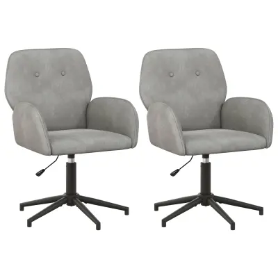 vidaXL Vrteči pisarniški stoli 2 kos 54 x 55 x 90 cm Svetlo siva Žamet