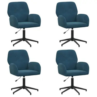 vidaXL Vrteči pisarniški stoli 4 kos 54 x 55 x 90 cm Modra Žamet
