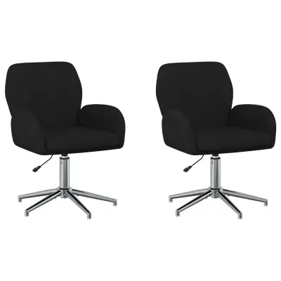 vidaXL Vrteči pisarniški stoli 2 kos 54 x 58 x 90 cm Črna Blago