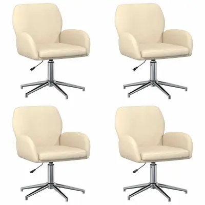 vidaXL Vrteči pisarniški stoli 4 kos 54 x 58 x 90 cm Krem Blago