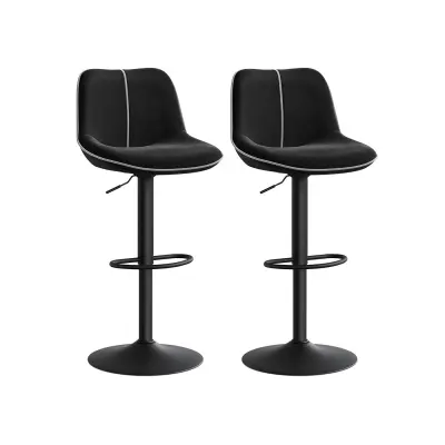Set barskih stolov, nastavljivi vrtljivi barski stoli, 49,5x45x88,5 cm, črni