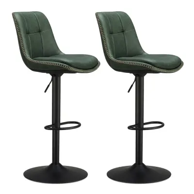 Set barskih stolov, nastavljivi vrtljivi barski stoli, 44x48x90-112 cm, zelena