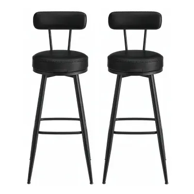 Set barskih stolov, vrtljiv barski stol z naslonom 56x56x101,5 cm, črn