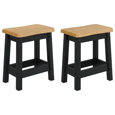 VidaXL Barski stol EKAI 2 pcs Črna 40 x 29 x 45,5 cm Trdna borovina