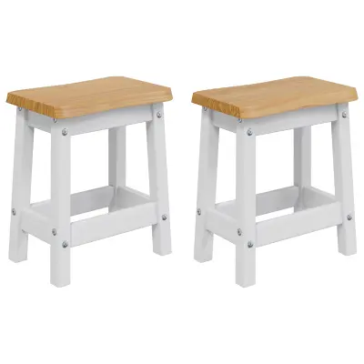 VidaXL Barski stol EKAI 2 pcs Bela 40 x 29 x 45,5 cm Trdna borovina