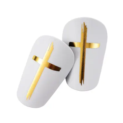 Dvojni komplet velikih križnih ščitnikov za nogomet, PU in EVA gold white
