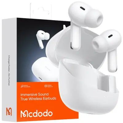BREZŽIČNE BLUETOOTH SLUŠALKE MCDODO Z MIKROFONOM, BELIM OVITKOM