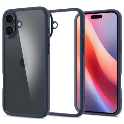 OVITEK SPIGEN ULTRA HYBRID ZA IPHONE 16 Z ZAŠČITO IN PROZORNIM ZADNJIM PODATKOM
