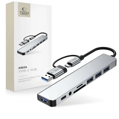 TECH-PROTECT HUB ADAPTER 8IN1 TYPE-C ZA WINDOWS LAPTOP USB 3.0