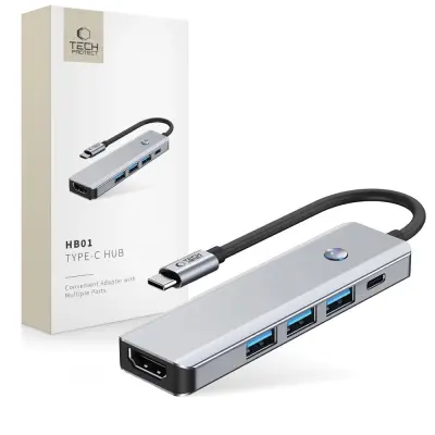 TECH-PROTECT HUB ADAPTER 5IN1 TYPE-C ZA MACBOOK PRO AIR HDMI 4K 60HZ PD100W
