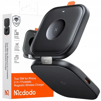 MCDODO 3-V-1 INDUKTIVNA POLNILNA POSTAJA ZA IPHONE, AIRPODS, WATCH, QI2