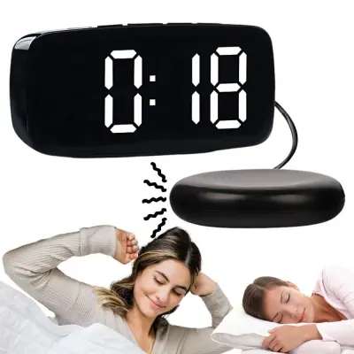 LCD budilka z vibracijsko ploščo za vzglavnik črna