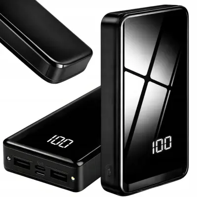 20000mAh prenosna baterija LED in 4x USB powerbank LCD črna