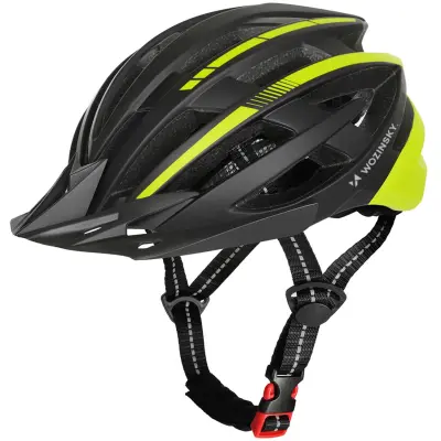 WOZINSKY MTB KOLESARSKA ČELADA Z USB LUČKO IN SNEMLJIVIM VIZIRJEM 57-62 CM