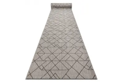 Preproga v videzu sisala SION 6051 Geometrijski plosko tkanje siva 120 120x490 cm