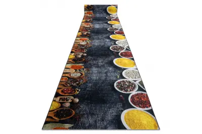 Tekač gumiran LOTUS KITCHEN 40580 Jedi, kuhinja siva / rumena pralna protizdrsna 60 60x700 cm