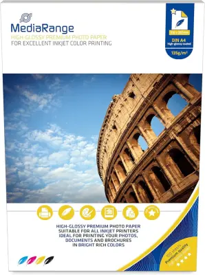 Papir foto high glossy ink jet a4 mediarange 160g 1/100 mrink105