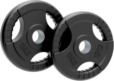 Olimpijske gumijaste uteži Tri-Grip, črne, pari, kompleti, 15 kg, par