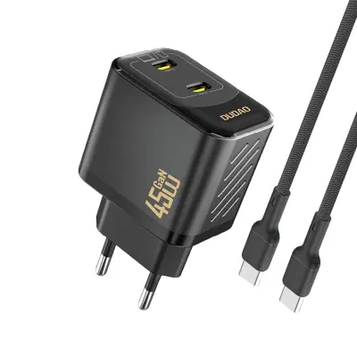 DUDAO PD 45W 2XUSB-C STENSKI POLNILEC ZA IPHONE 12 13 14 15 GALN S KABLOM