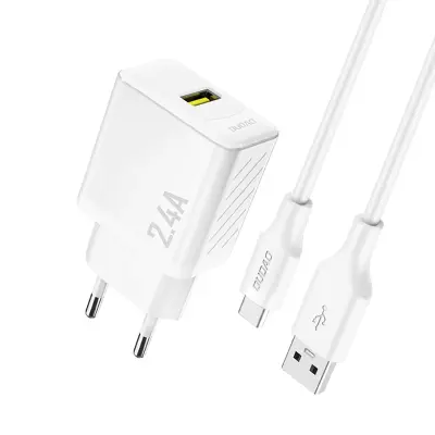 DUDAO A23TEU 2.4A GAN POLNILEC ZA LIGHTNING Z USB-A KABLOM ZA IPHONE 12 13 14