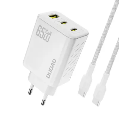 DUDAO 65W STENSKI POLNILEC ZA TELEFONE 1 USB-C S PD KABLOM
