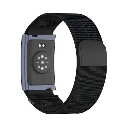 Nylon velcro športni trak z usnjenim koncem, zračen, za Huami Helio in Amazfit Black