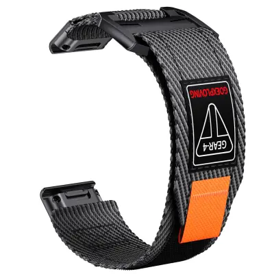 Hitro Sprostitev 26mm Tkani Najlonski Pas za Ure Garmin Black+Grey