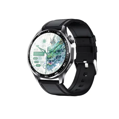 Pametna ura z EKG-jem, merilnikom srčnega utripa, merilnikom krvnega tlaka in pedometrom Black Leather strap