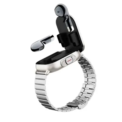2-v-1 TWS pametna ura z etuijem, 2.01 inch TFT, Bluetooth 5.3 Silver