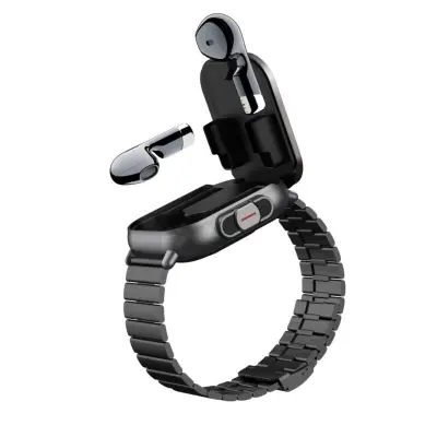 2-v-1 TWS pametna ura z etuijem, 2.01 inch TFT, Bluetooth 5.3 Black