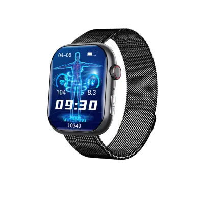 Pametna ura z EKG-jem, merilnikom srčnega utripa, sledilnikom telesne pripravljenosti in več športnimi načini Black Milanese strap